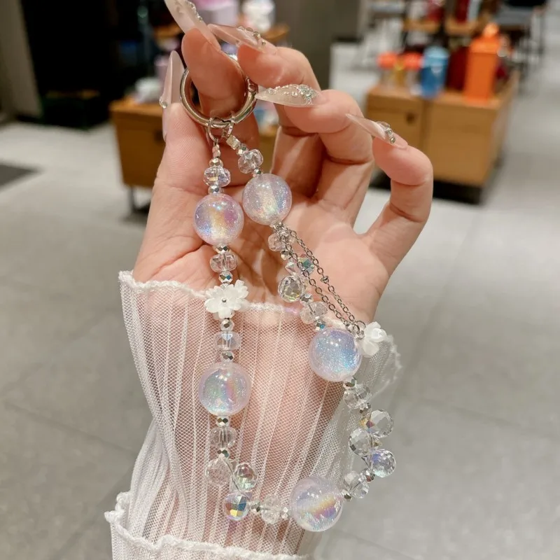 

Luxury Tassel Crystal Beaded Lanyard Glass Pendant Anti-Lost Wrist Strap Universal Cell Phone Lanyard Bag Keychain Decoration--