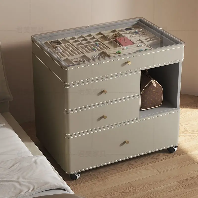 Small modern simple bedroom jewelry box chest integrated, mobile lifting small apartment makeup mirror - view 4