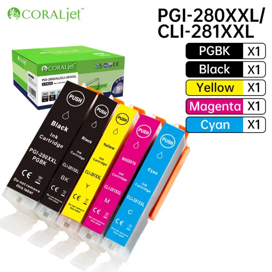 Coraljet PGI-280XXL PGI 280 XXL Compatible with Canon PIXMA TR7520 TR8520 TS6120 TS6220 TS8120 TS8220 TS9120 TS9520 TS9521C