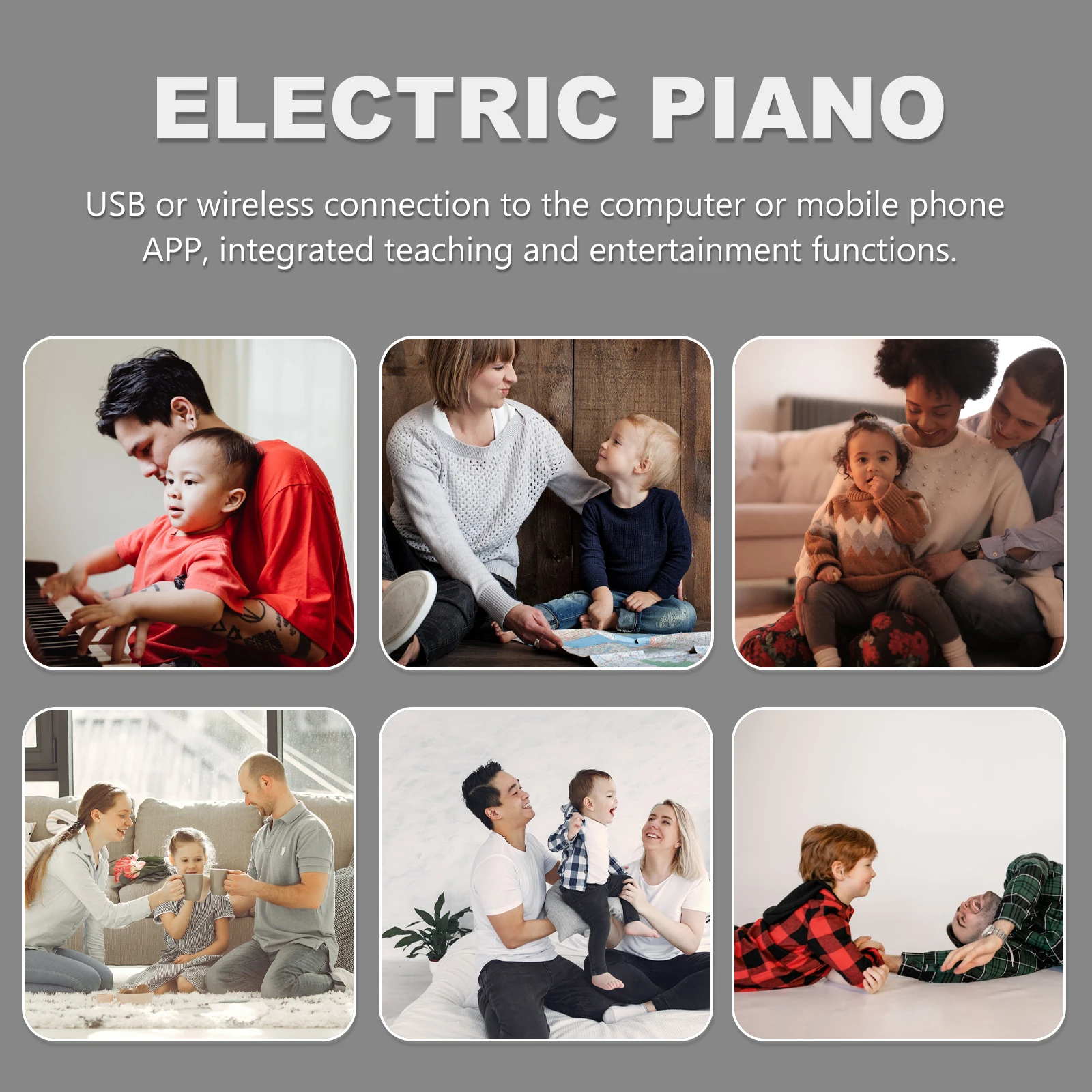 

88 Keys Foldable Piano Portable Electronic Musical Instrument USB Wireless Connection 128 Tones Rhythms Demo Songs