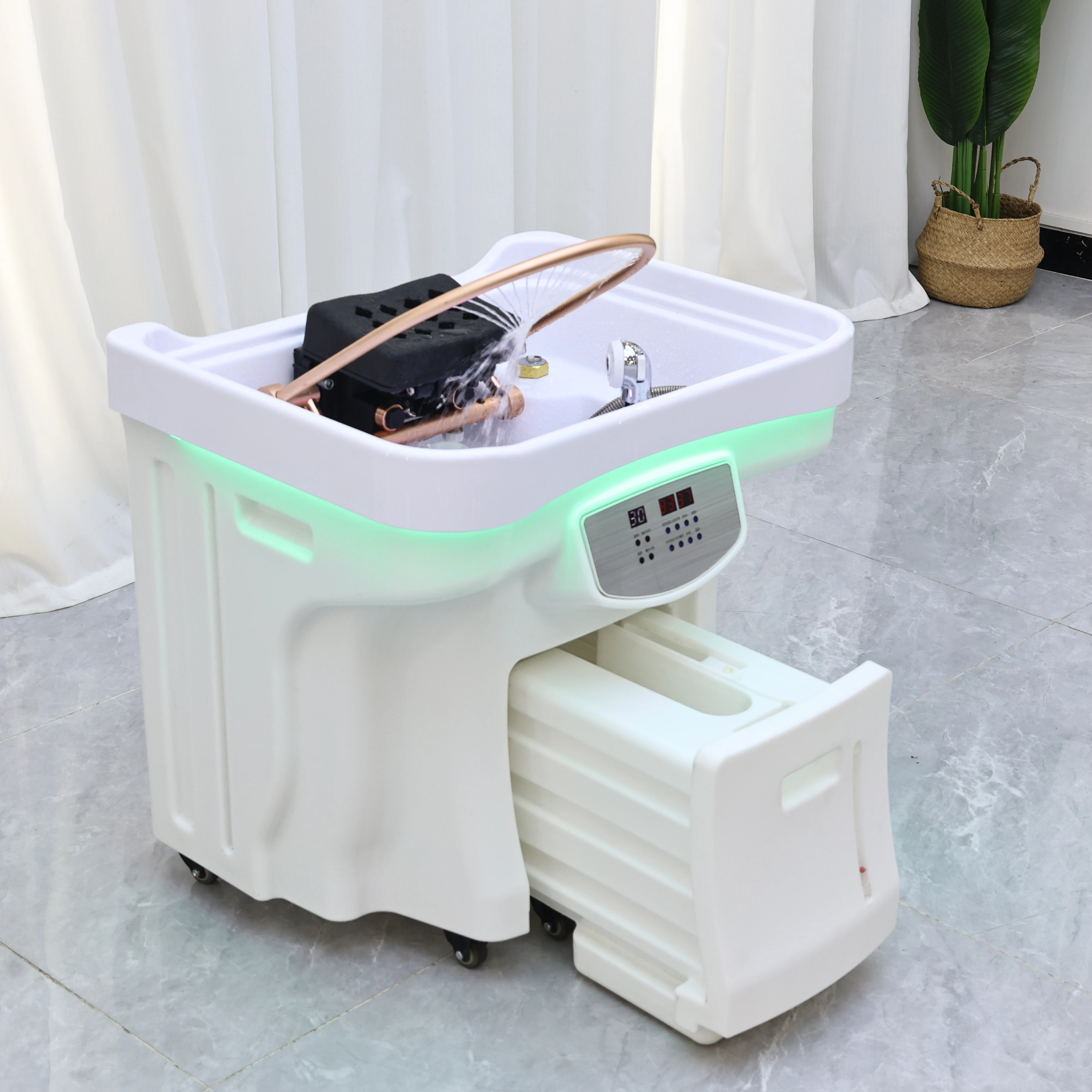 Convenient 60L Water Storage Head Spa Basin with Water Circulation and Heating Function,  Hair Salon Basin, with Drainage Tank