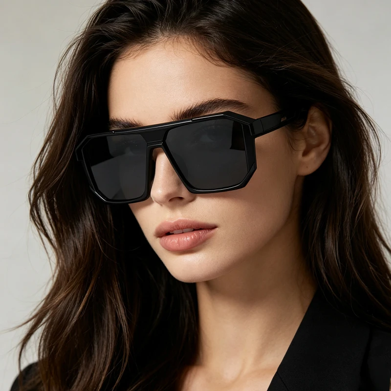 2pcs/set New Vintage Square Sunglasses For Women Men Rectangle Sun Glasses Female Polygonal Eyewear Men's Women's Sunglasses For Male Female Eyeglasses