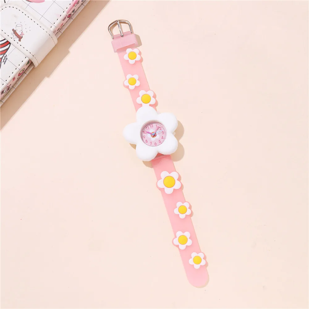 Kegllect New Children's Cartoon Quartz Watch Silicone Cute Flower Pattern Watches Student Birthday Gift