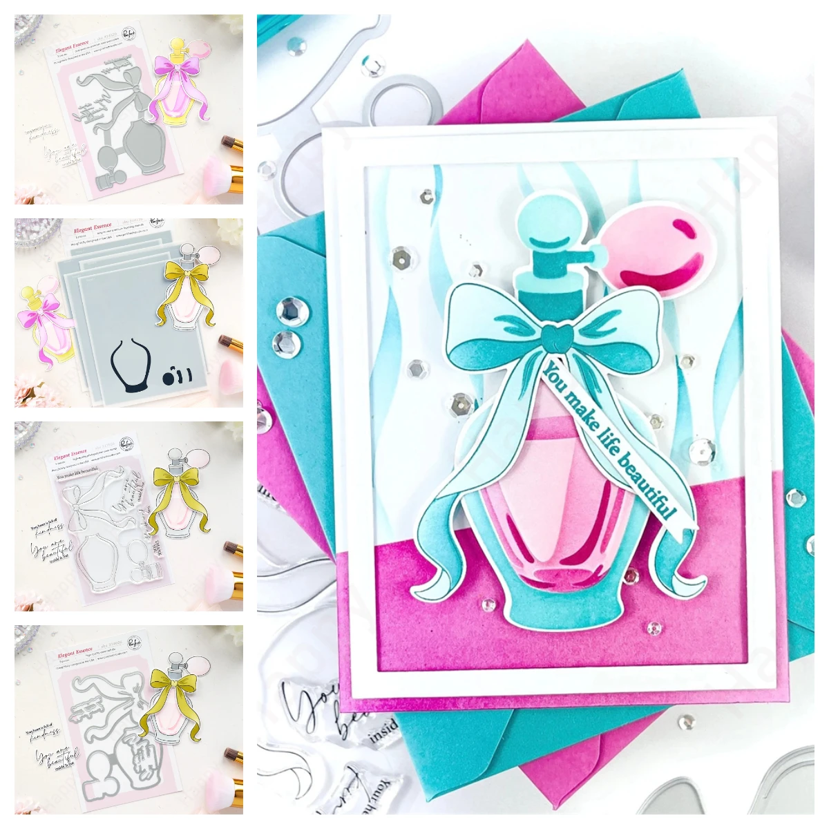 Duftnoten Metall-Stanzformen und transparente Stempel für DIY-Scrapbook-Fotoalbum, handgemachte Papierkarten, Dekoration, Bastelstanzformen