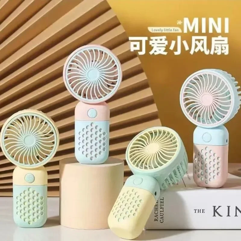 2024 New Handheld Charging Fan Cartoon Cute Small Student Charging Small Fan Portable Mini USB Fan Mini Pocket 2024 New Handheld