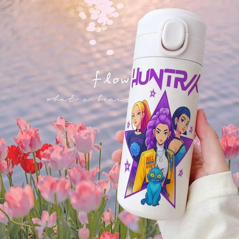 KPop Demon Hunters Cartoon Anime Rumi Mira Zoey Thermosbeker voor meisjes, modieuze schattige draagbare waterfles met grote capaciteit