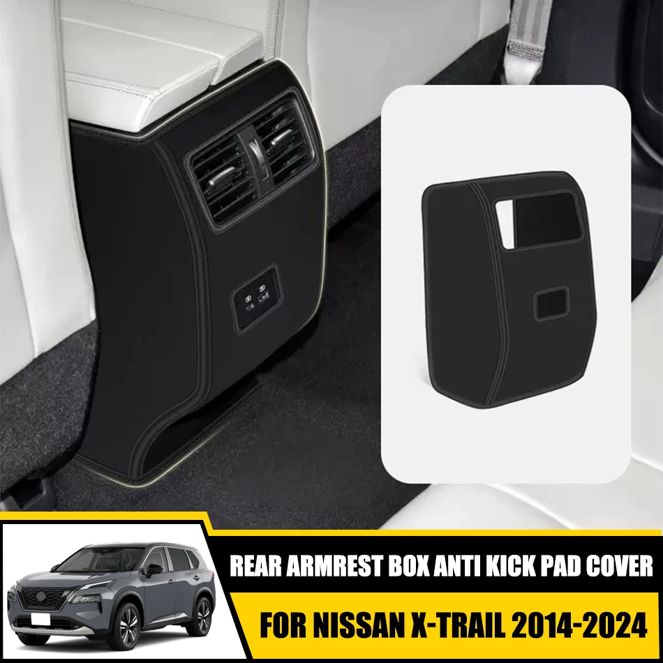 

For Nissan X-Trail 2014 15 16 23 22 24 Microfiber Leather Protection Cover Rear Armrest Box Anti Kick Pad Car Interiors Kick Mat