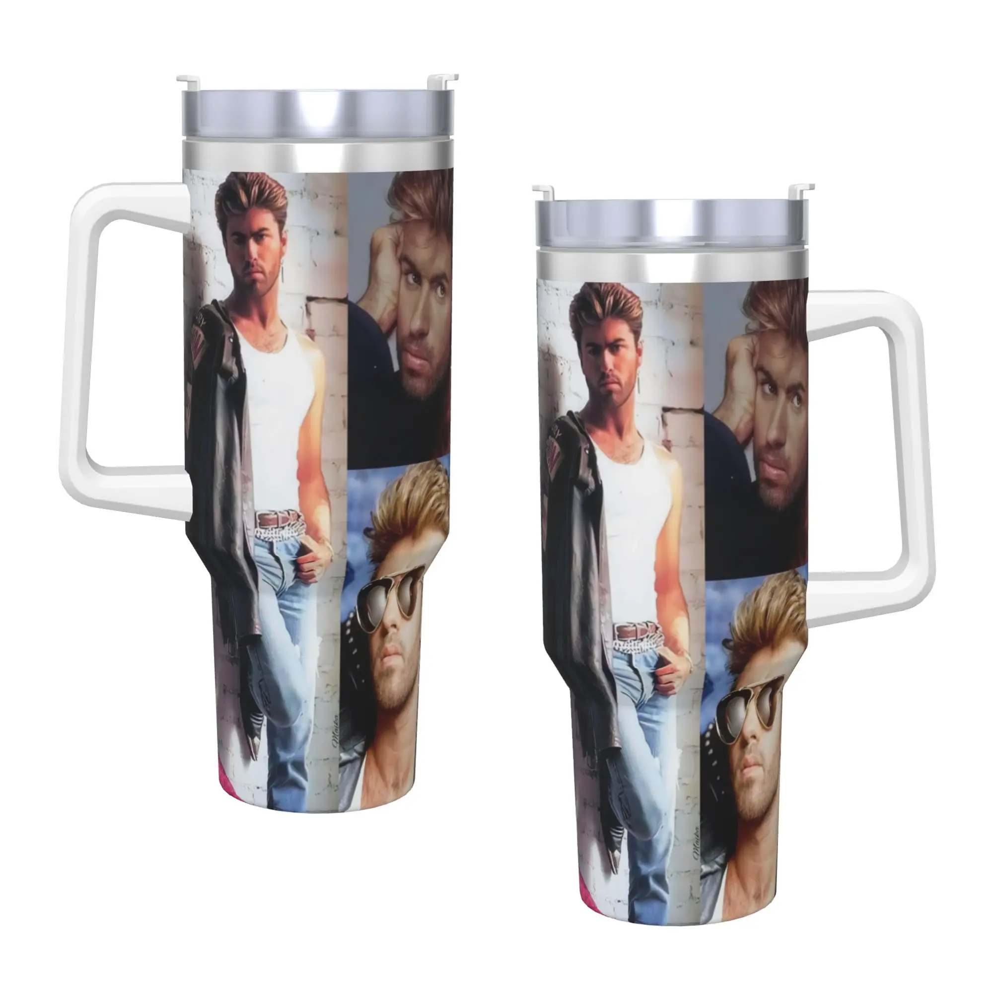 Stainless Steel Tumbler George Michael British Singer Mugs Cup With Straws  Travel Cold and Hot Water Bottle Leakproof 40oz Cups