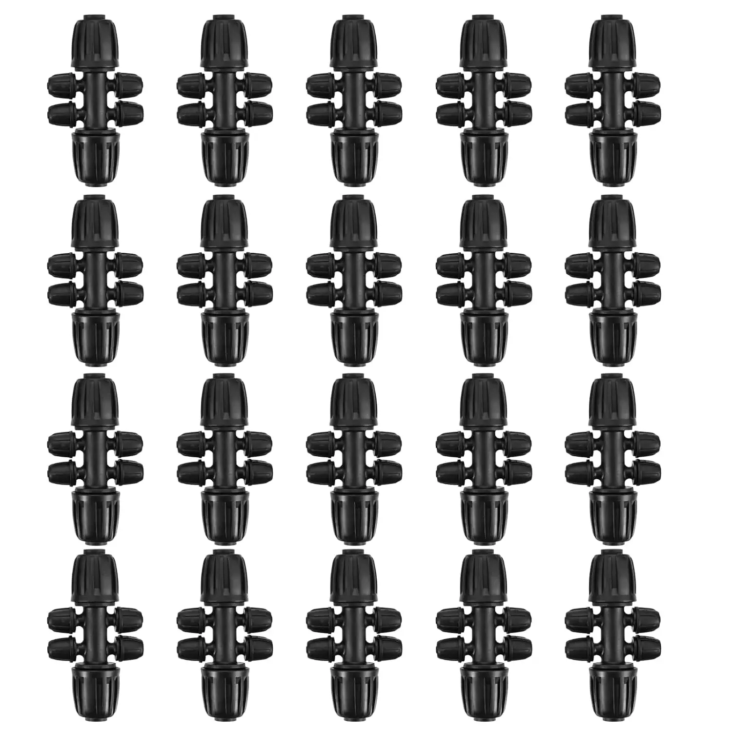 Barbed Tee 6-Way Drip Irrigation Fittings 1/2 To 1/4 Inch Tubing Irrigation Fittings Locked Barbed Tee Connectors (20 Pcs)