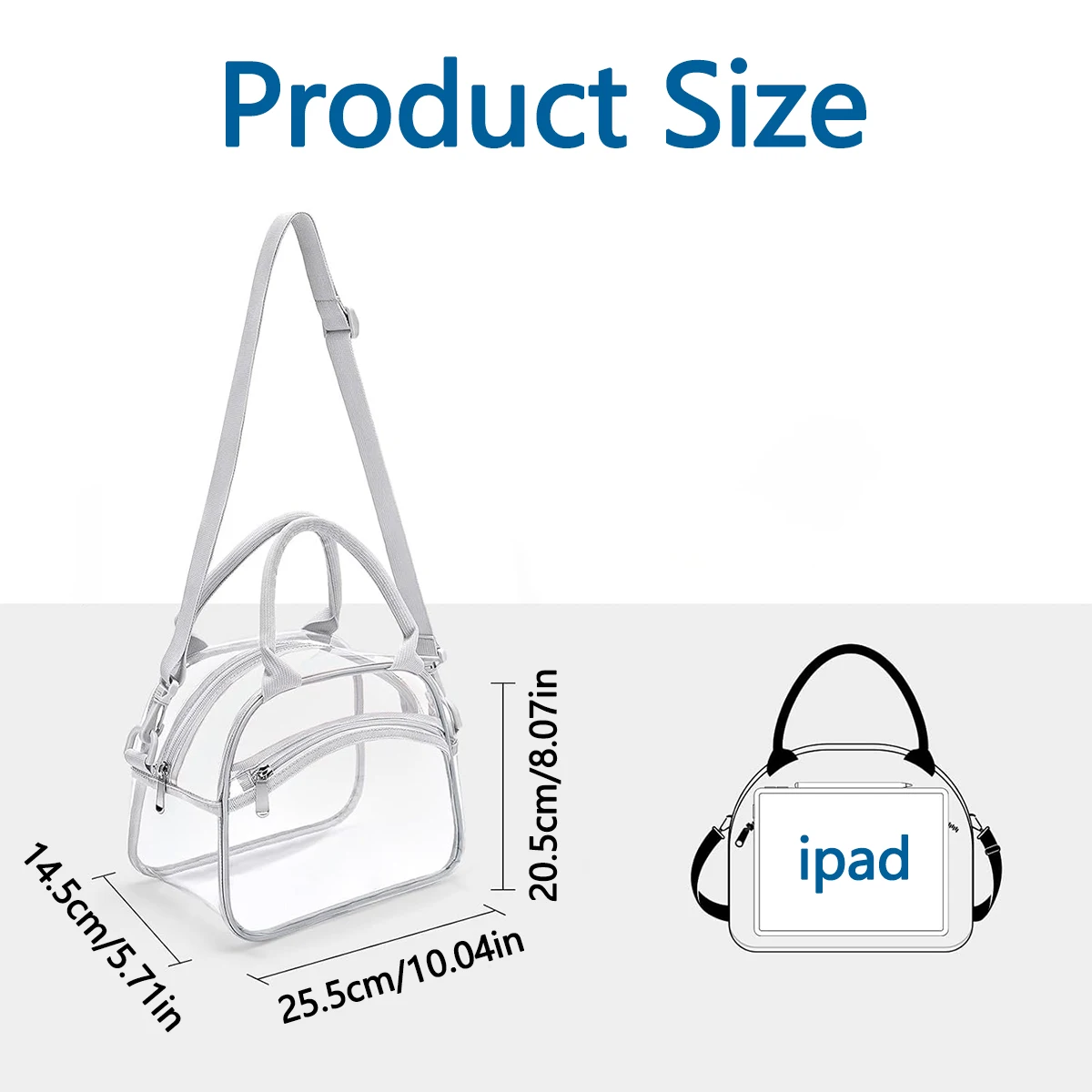 Transparent lunch bag, transparent bag with adjustable shoulder straps, transparent lunch bag for women and men,-zmt