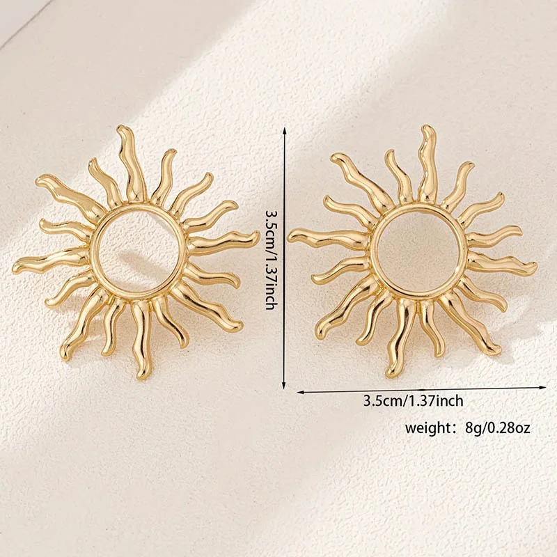 1Pair Fashion Temperament Elegant Sun Flower Stud Earrings For Women Girls Versatile Stud Earrings Jewelry Accessories Gifts image 6