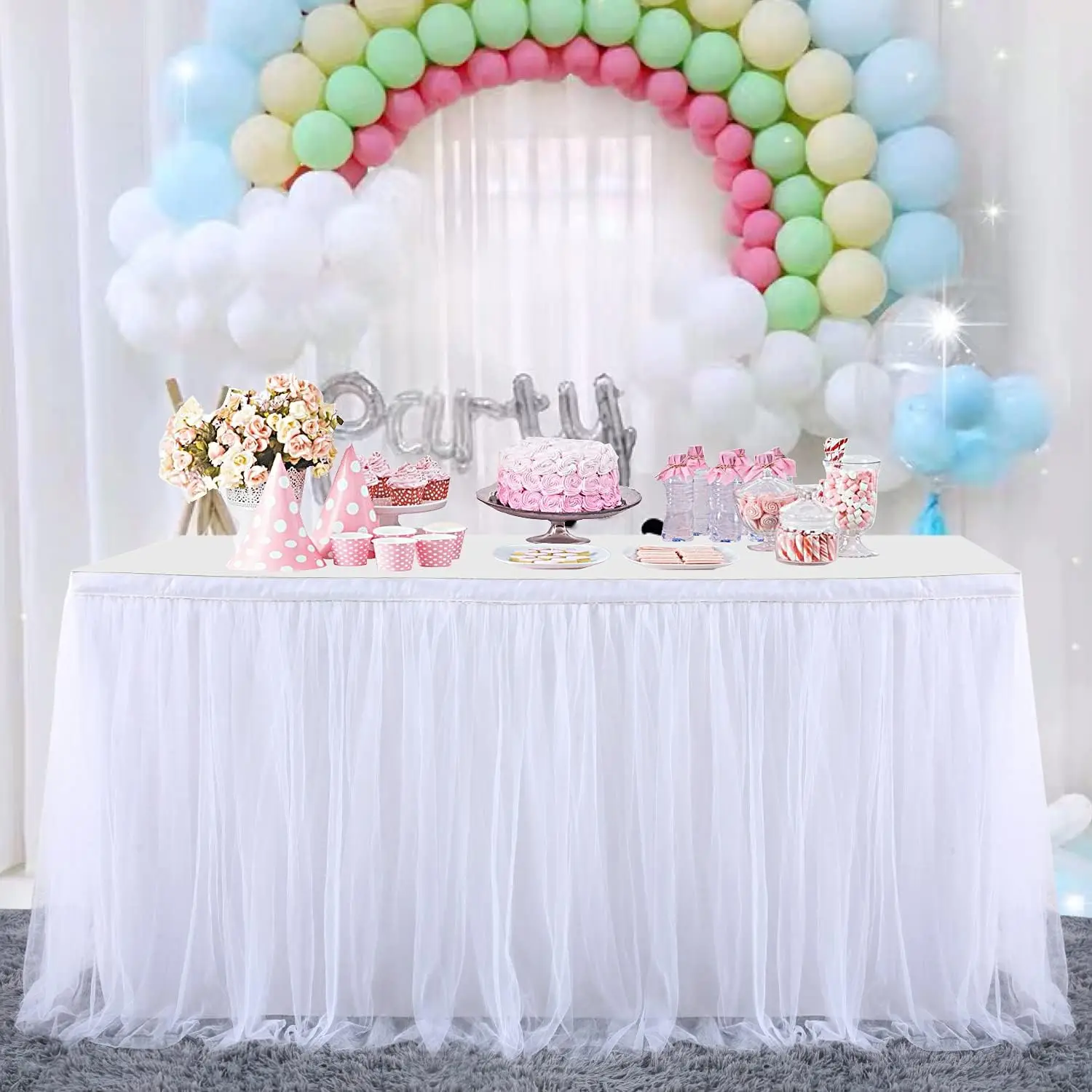 

White Tulle Table Skirt Tutu Table Skirt Tablecloth Decorations Baby Shower Wedding Buffet Banquet Decoration Table Skirting