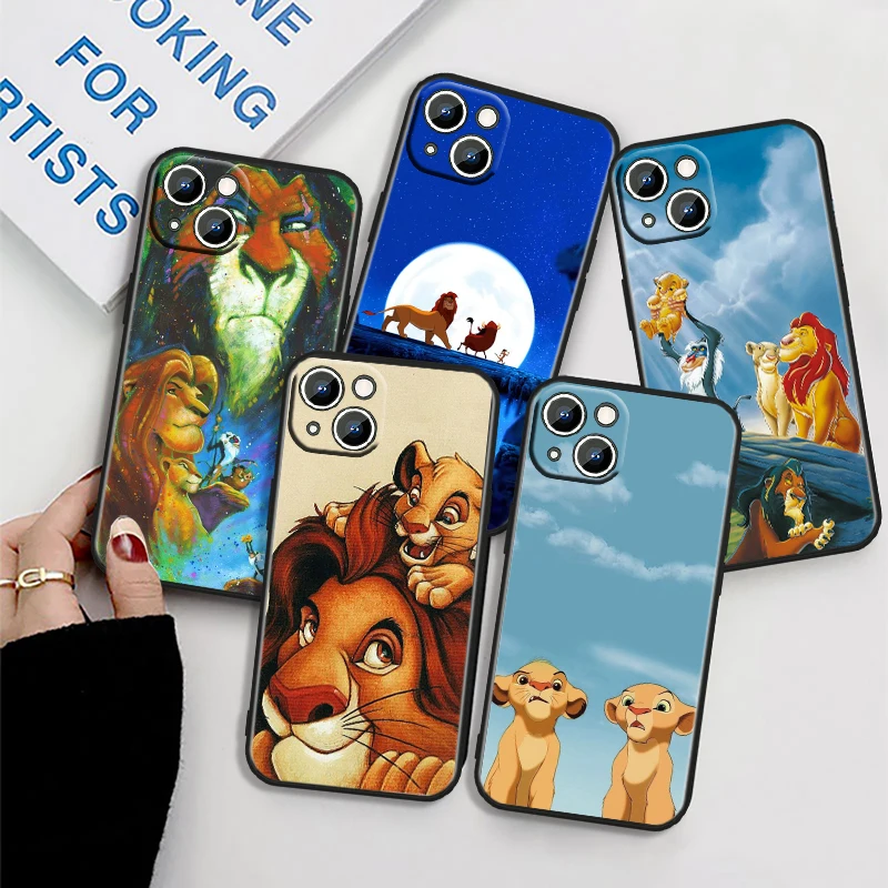 Cartoon The Lion King For iPhone 15 14 13 12 11 XS XR X 8 7 SE Pro Max Plus Mini Black Cover Phone Case