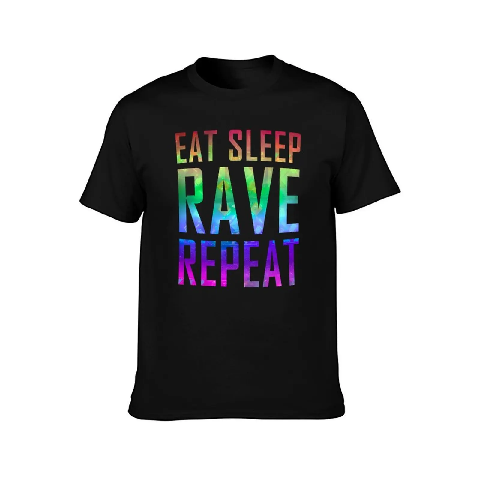 EAT SLEEP RAVE REPEAT Rainbow Festival T-Shirt Urban Style Casual Short Sleeve Top T-Shirt