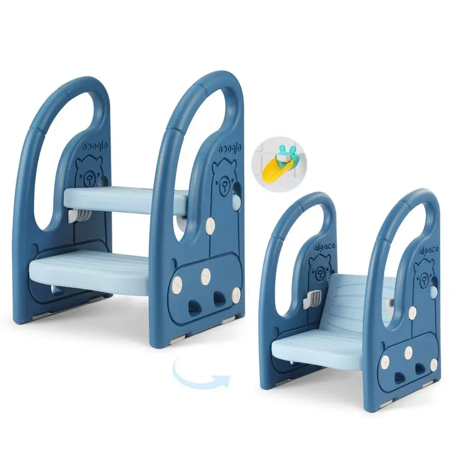 

Детский табурет для раковины в ванной комнате, регулируемый 2-ступенчатый стопор для детей с ручками, табурет для унитаза для приучения к горшку, пластик La