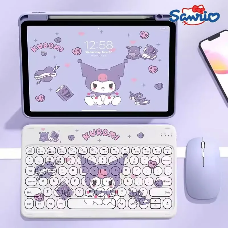 

Kuromi New Model Wireless Bluetooth Keyboard Suitable For Xiaomi And Apple Ipad Tablet Computer Rechargeable Cartoon Gifts