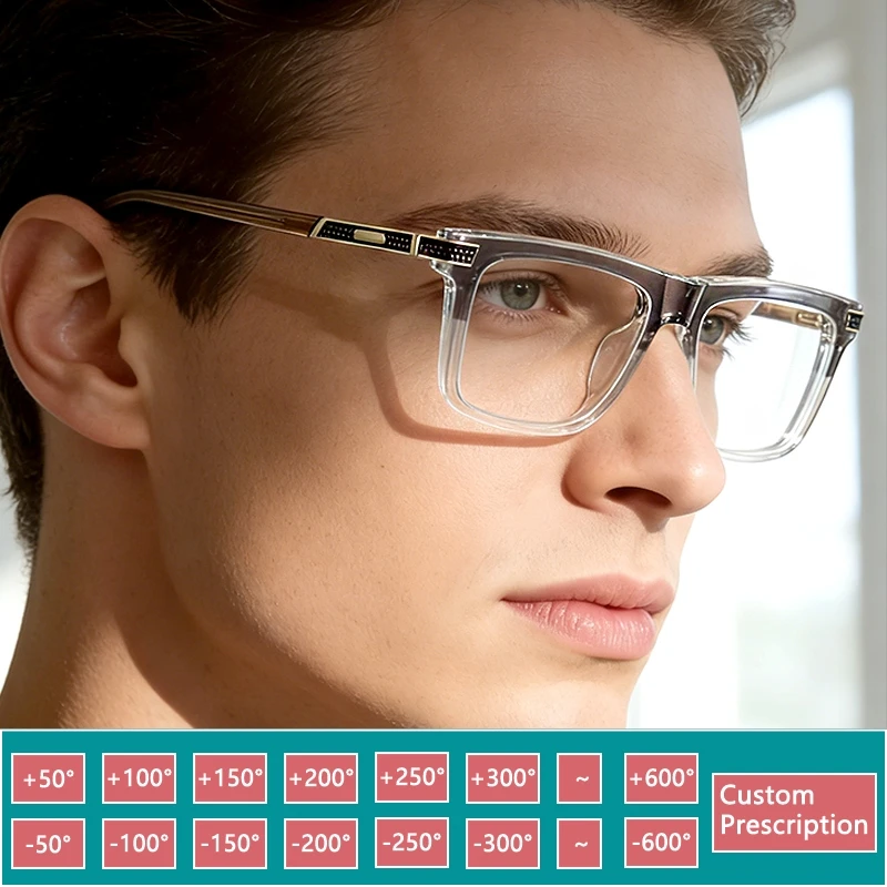 Retro Men's Myopia Glasses Vintage Brand Designer Business Glasses Reading Eyeglasses Blue Light Glasses Customized Prescription