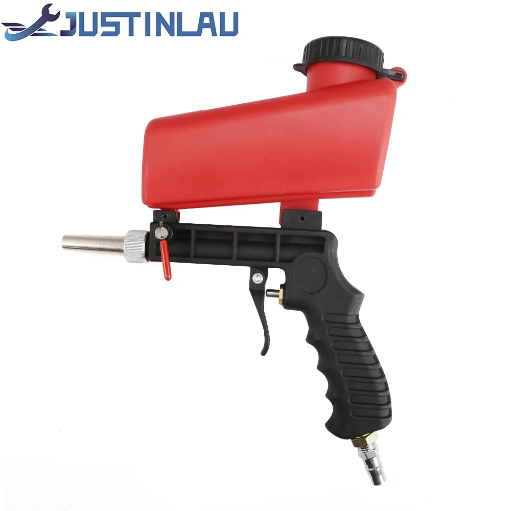 JUSTINLAU 90psi Portable Gravity Sandblasting Gun Pneumatic Small Sand Blasting Machine Adjustable Pneumatic Sandblasting Set