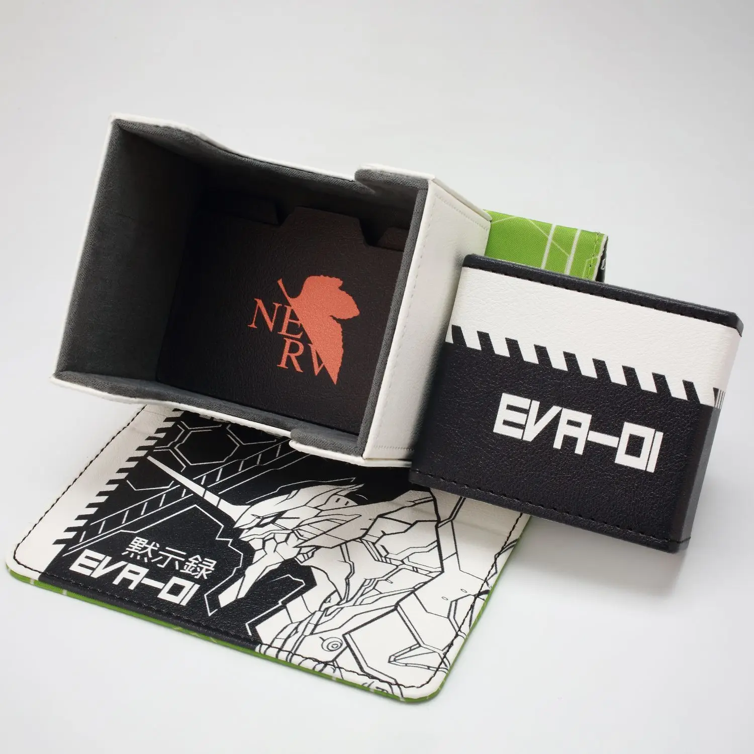 Large Capacity Power&EVA Evangelion Unit-01 Deck Box Magnetic Leather Card Box Damage Indicator Dice Game Card Storage Box Set