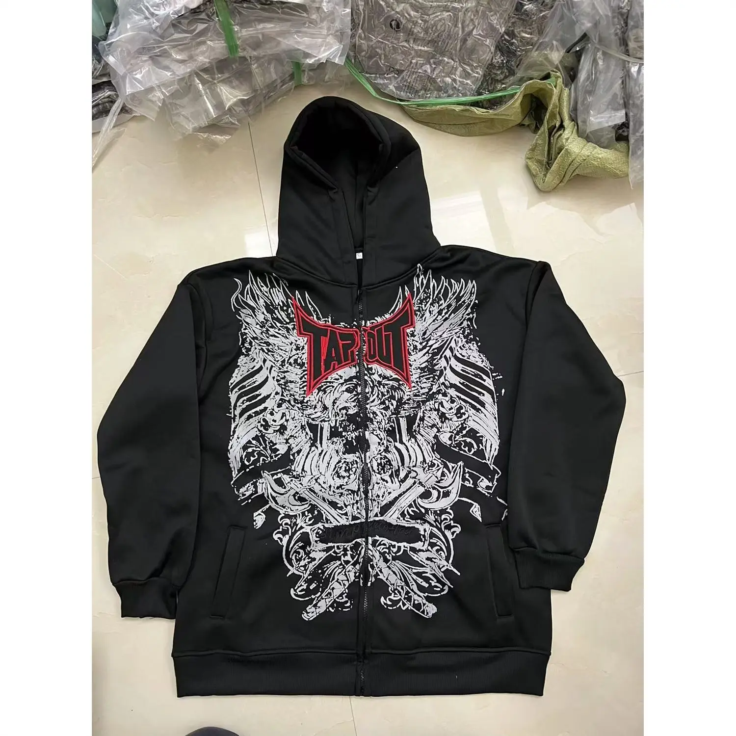 

American Tapout hoodie sweatshirt y2k jackets dark harajuku gothic zipper jacket goth streetwear women y2k clothes 2000s hoodies