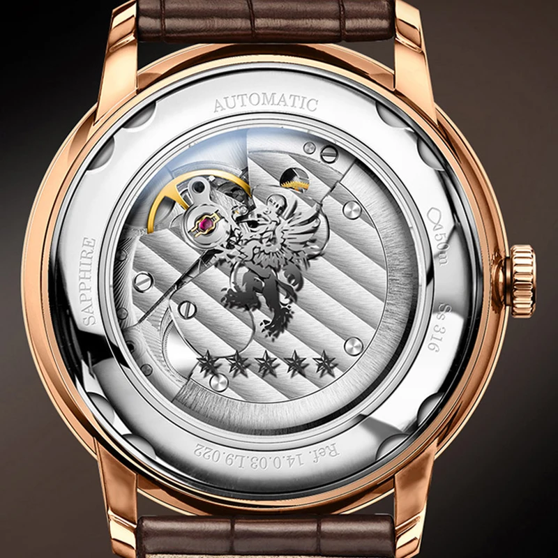 LOBINNI 316L Stainless Steel Automatic Mechanical Watches Men Ultra Thin White Dial MIYOTA Movement Waterproof Watches