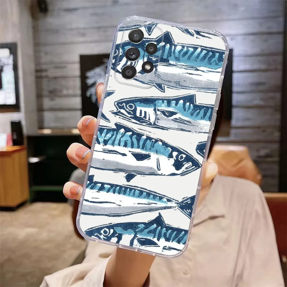 Sardines Phone Case For Samsung Galaxy A71,70,52,51,40,31,A50,30S,21S,Note20ultra Transparent Cover