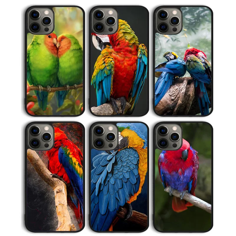 Animal Macaw Parrot Colourful Phone Case Back Cover for iPhone 16 15 SE2020 14 13 11 12 Pro Max mini XS XR PlusS Shell Coque