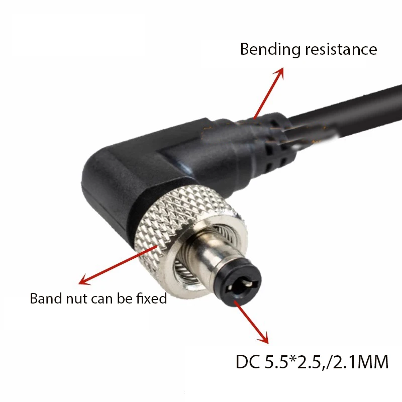 DC 5.5*2.5MM Male Power Cable With Nut Grain Screw 5.5*2.1MM Lock Buckle DC Connector Extension Cable 20AWG Pure Copper 1.5m 1m