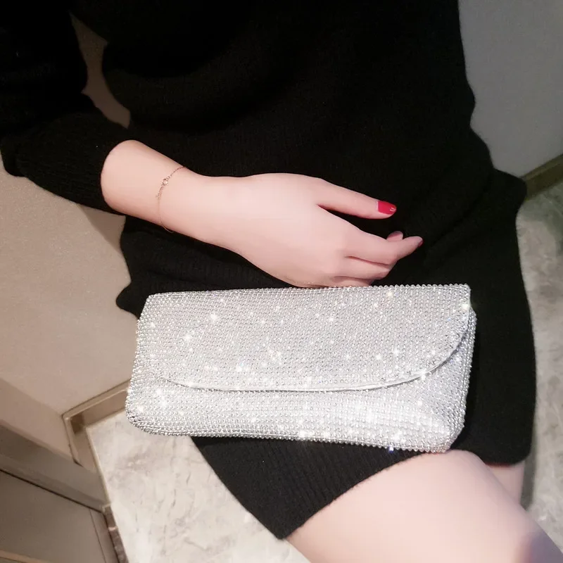 YoReAi-Bolso de mano a la moda para mujer, bolsa de noche de marca para fiesta, banquete, paquete de diamantes brillantes, bolso de hombro para boda