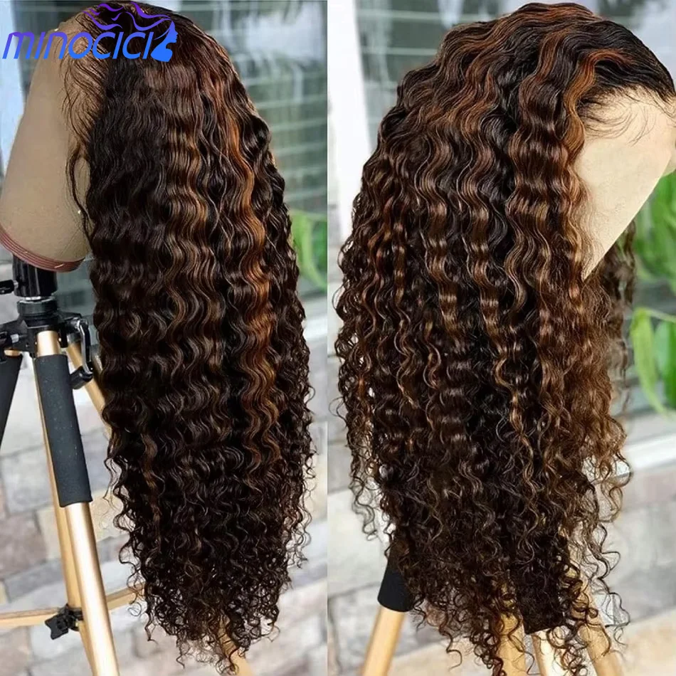 موجة عميقة خصلات الشعر المستعار الإنسان P1b30 تسليط الضوء على أومبير 13X6 Hd الدانتيل الباروكة الأمامية 100% شعر الإنسان 250 الكثافة قبل قطعها الباروكات البرازيلي #1