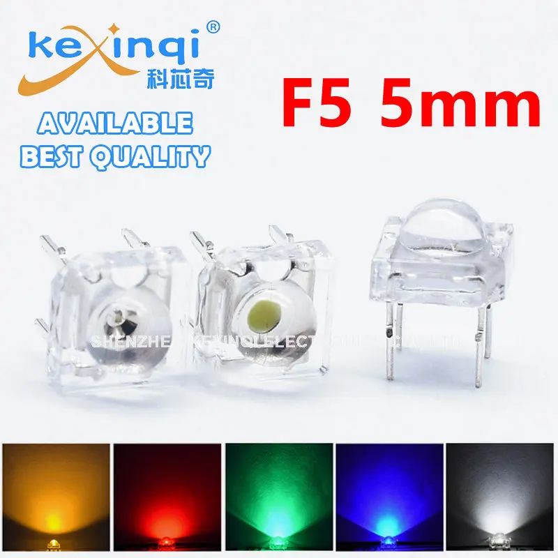 100Pcs 5mm F5 Piranha LED Diodo White Red Green Yellow Blue Clear Light-Emitting-Diodes 4pin Brightness Round Super Bright Lamp