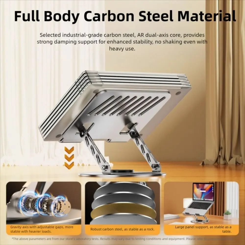 360 ° حامل لوحي قابل للدوران، حامل كمبيوتر لوحي قابل للطي وقابل للتعديل، حامل كمبيوتر محمول معدني محمول لأجهزة الكمبيوتر المحمول مقاس 10-17 بوصة #6