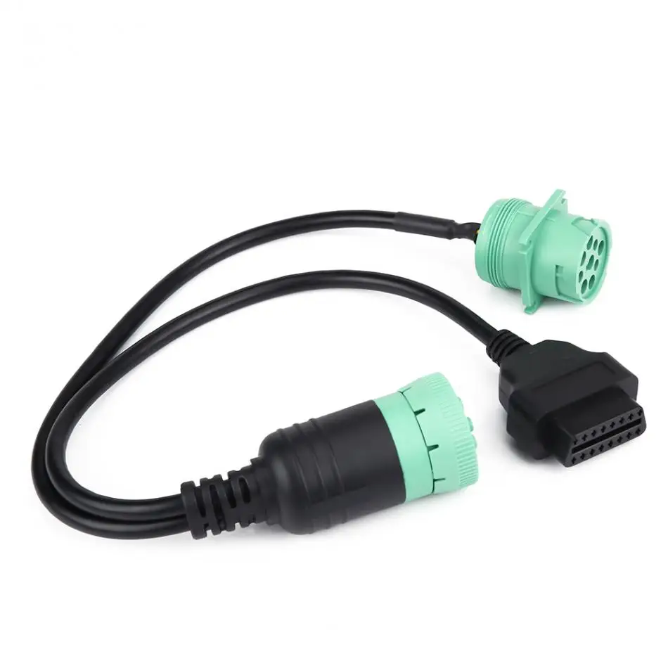 

9 Pin to OBD2 Interface Truck Y‑Cable Adapter OBDII Y Splitter Truck 16Pin Male to Female J1939 9Pin