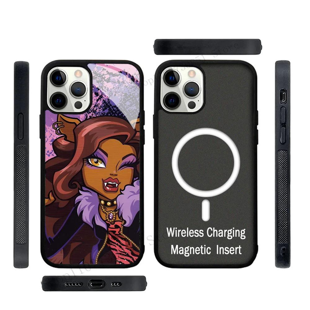 Cartoon M-Monster H-High Phone Case Strong Magnetic For IPhone 15 14 13 Pro Max 11 12 Mini Alex Mirror For Magsafe