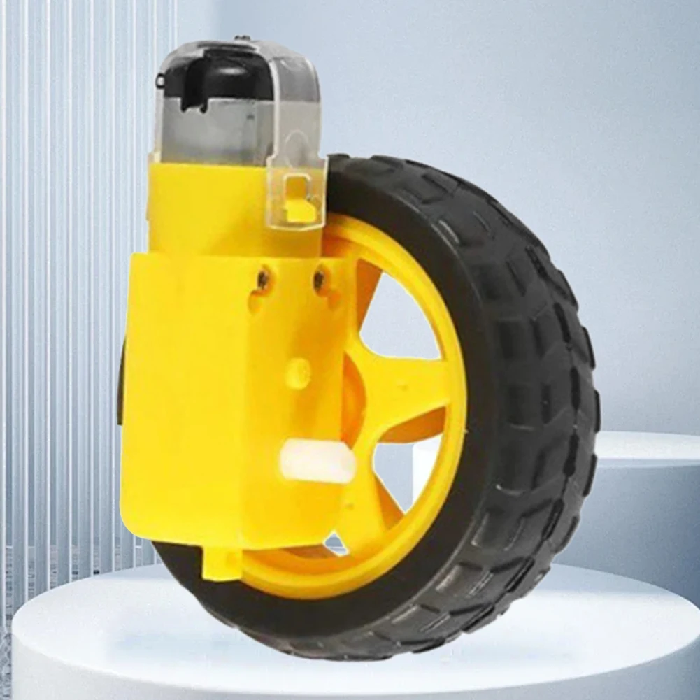 ino স্মার্ট কার কিটের জন্য 4PCS DC 3-6V বৈদ্যুতিক মোটর 4Pcs প্লাস্টিক টায়ার হুইল ডুয়াল শ্যাফ্ট গিয়ার মোটর গিয়ার মোটর DIY কিট #3