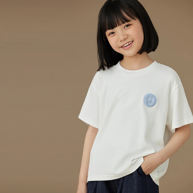 

Children's Clothing Girls Clothes Boys and Girls Tops Summer Cute Smiley Children's Basic Style Casual White T-shirt Short