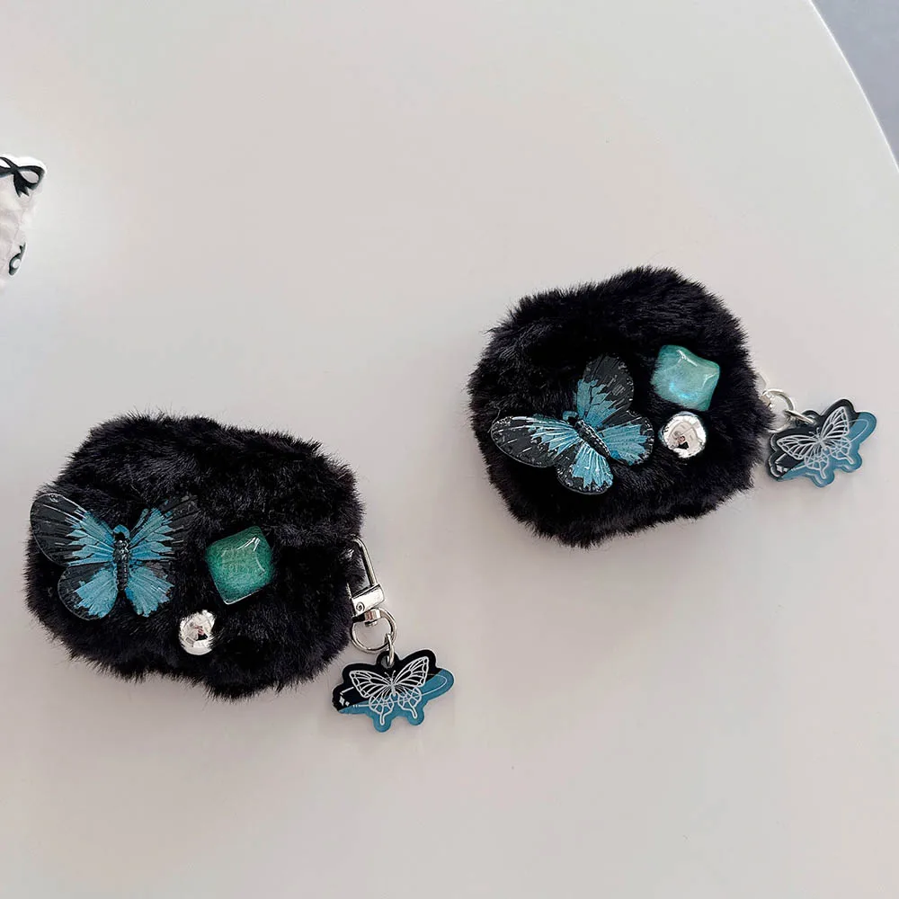 شجرة عيد الميلاد الرقيقة على شكل فراشة سوداء قطيفة لأجهزة AirPods Pro 2 3 حافظة واقية airpods4 apple 2nd 3rd الجيل بلوتوث #2