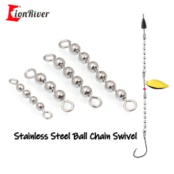 Lionriver 10pcs/bag Fishing Stainless Steel Ball Chain Swivel 3/4/6 Beads Rolling Swivels DIY Rigging Connectors Accessories