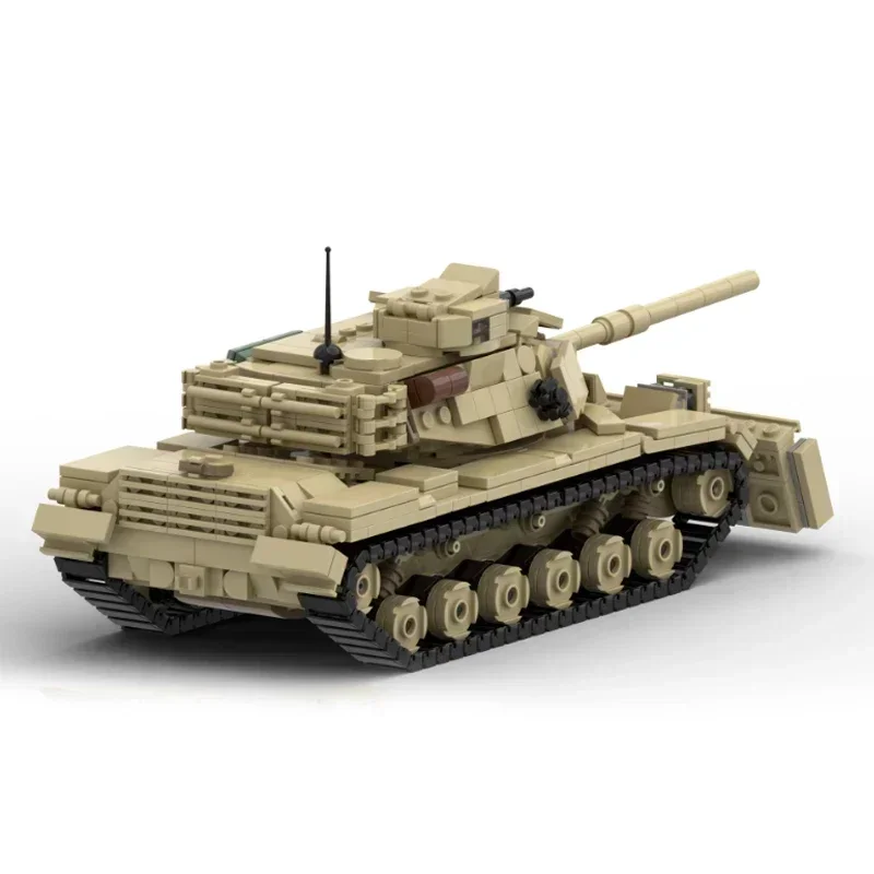 Model Militer Batu Bata Bangunan Moc Tank Tempur Utama AS Teknologi M60 Blok Modular Hadiah Mainan Natal DIY Set Perakitan