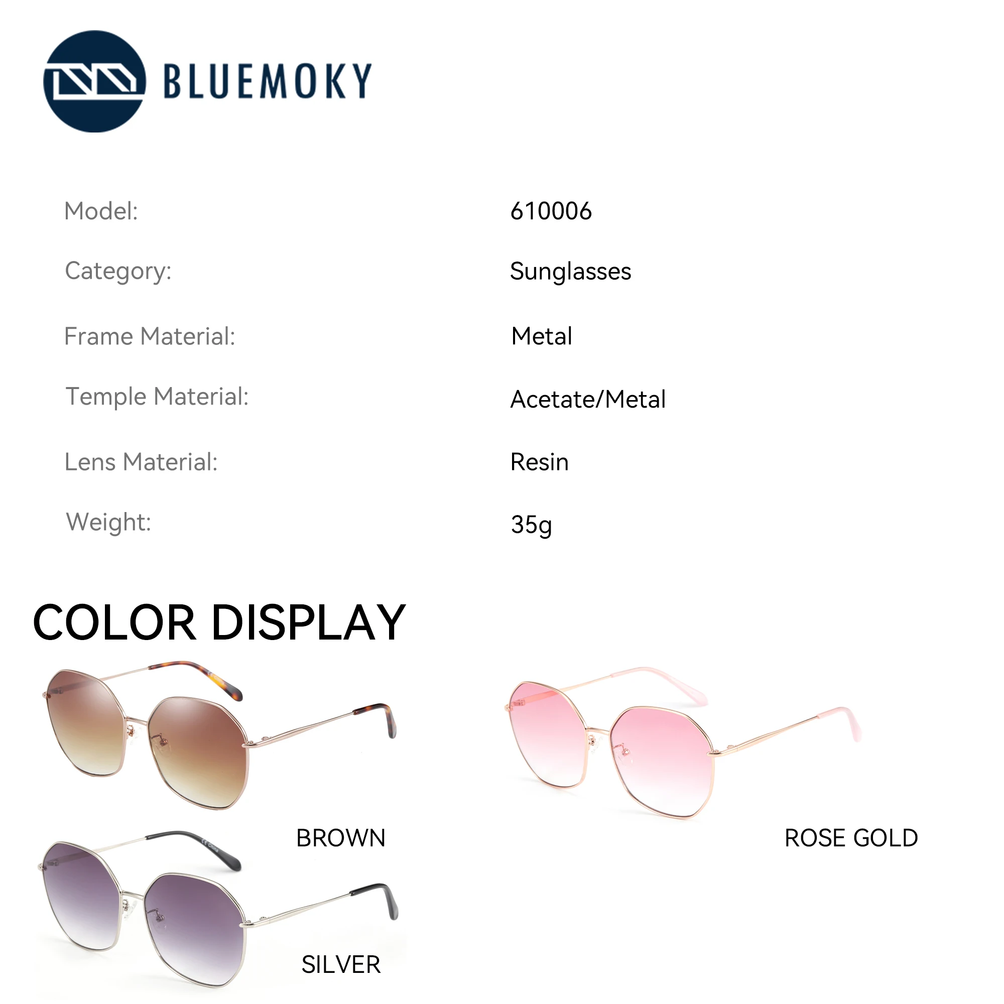 BLUEMOKY Trendy Polarized Prescription Sunglasses Metal Progressive Optical Shade For Women UV400 Protection Driving Sun Glasses