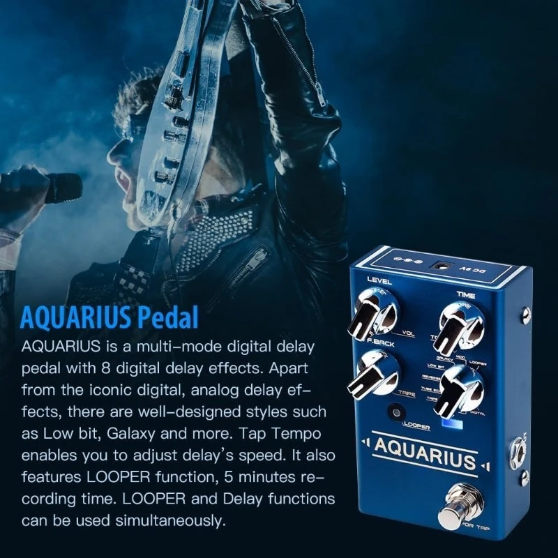 

Digital Delay Effect Pedal with Looper 5 Minutes 8 Modes Electric Guitar Processor