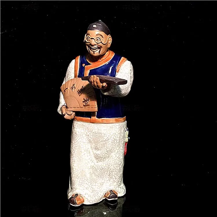 Statue en céramique du four Shiwan, décoration de caractère ---- Statue d'un ancien directeur financier chinois