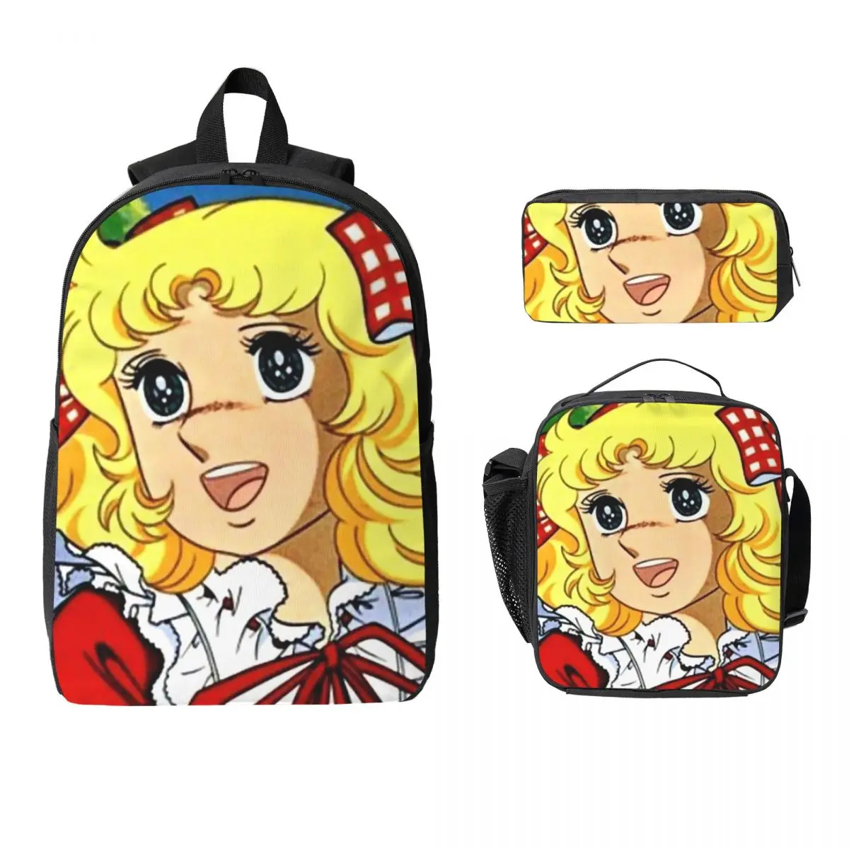 Cartoon Animation Candy Candy Backpack Student BookBag School Bag Computer Shoulder Bags 3ps Insulated Lunch Bag Pencil Case