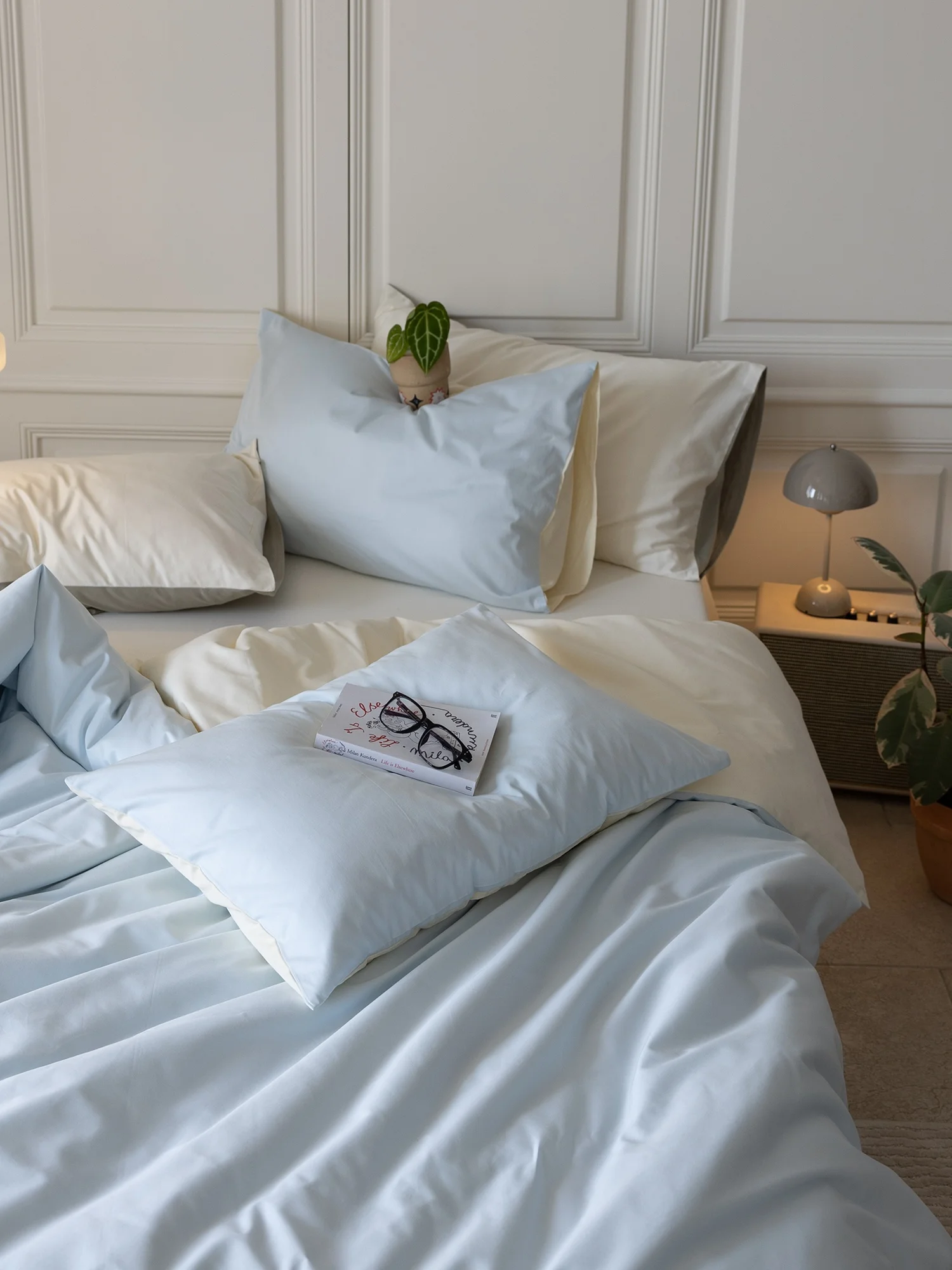 

Simple Pure Color Contrast Cotton Bedding Set Long Staple Cotton Quilt Cover Bed eet Bed Canopy Bedding Accories