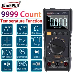 WINAPEX ET8104 9999 Counts High Precision True RMS Digital Multimeter Auto Range 1000V Multimeter for Home Appliance Car Repair