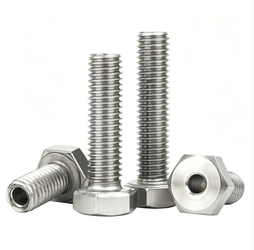 Metric M10 M12 M14 M16 304 A2 Stainless Steel Fully Threaded Hollow Hex Bolt Axial Through Hole External Hex Screw Length 20-100