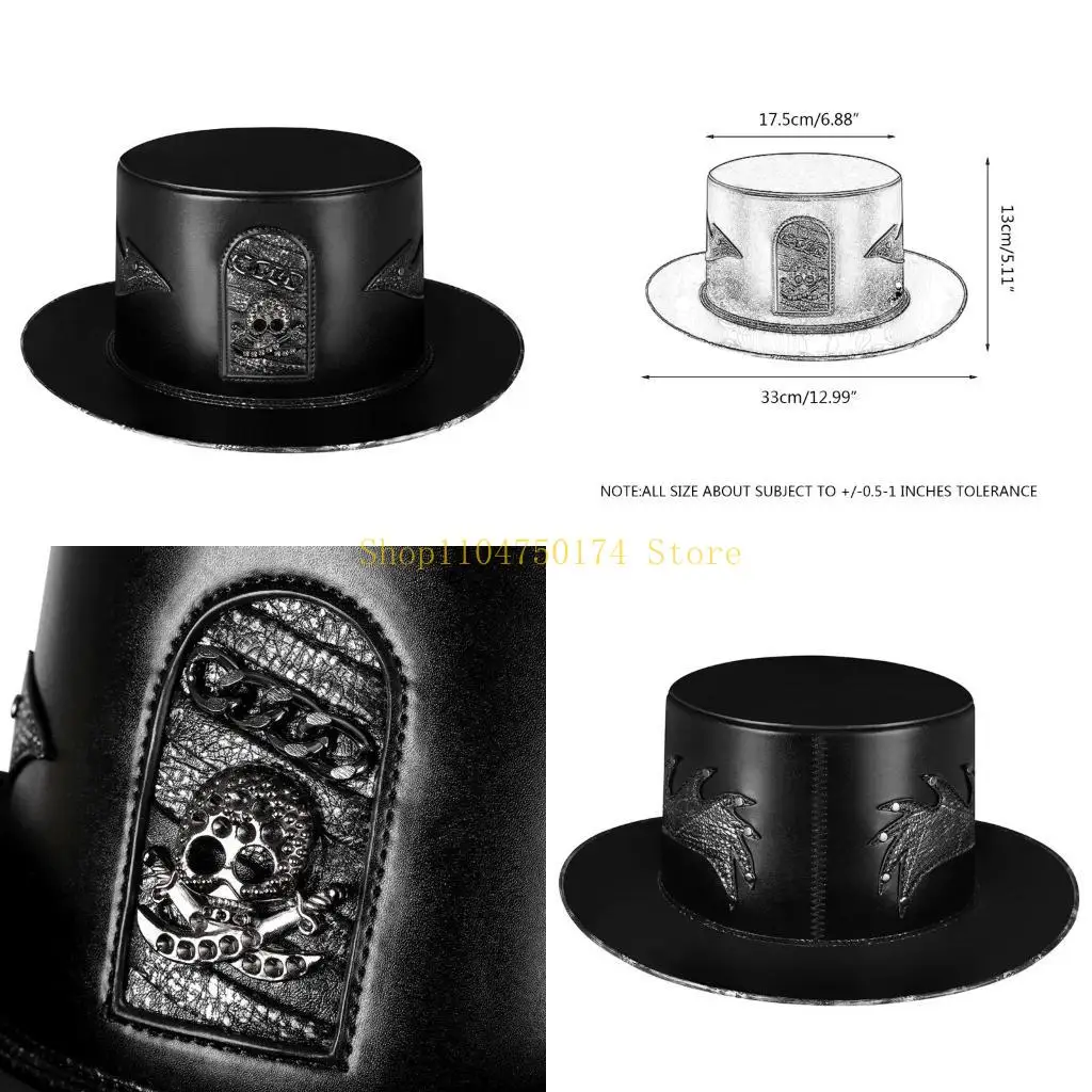 Steampunk زي الطاعون الطبيب قبعة جلدية أعلى قبعة مسطحة للبالغين المراهقين تجهيزات حفلة الهالوين تأثيري لوازم الحفلات هدية أعلى