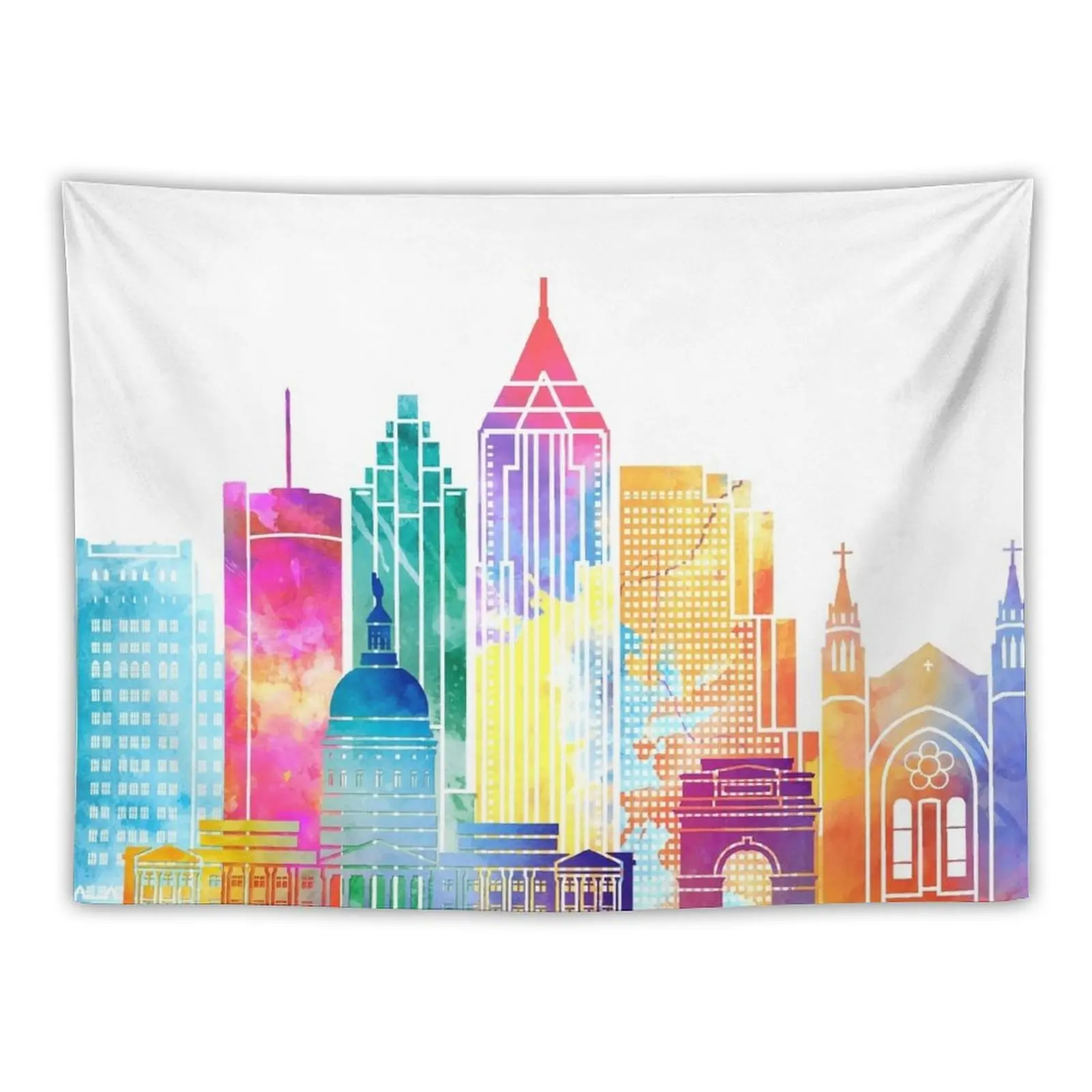 

New Atlanta landmarks watercolor poster Tapestry Carpet On The Wall Room Design Wall Decoration