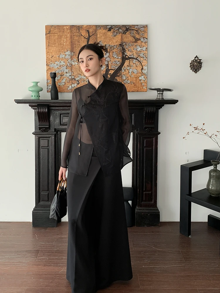 

New Chinese Sle Women's Long Sve Outerwear Loose Thin Spring Summer Design Sense Jaet Coat Polyester Fiber Original De...