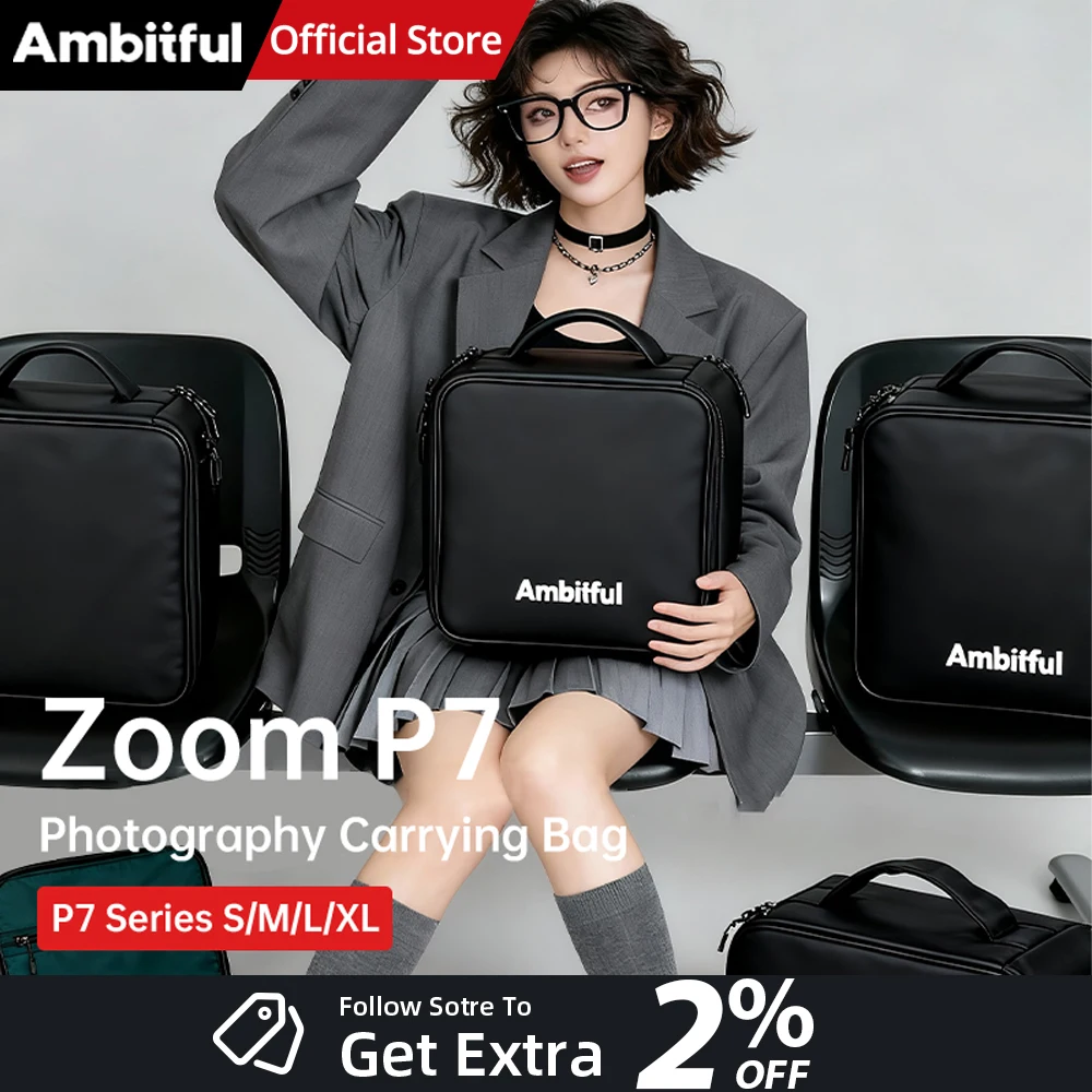 

Ambitful ZOOM P7XL DLSR Camera Lens Storage Bag Photography Traveling Bag for Drone DJI GODOX Osmo 360 X5 X4 Ace Pro 2 GoPro
